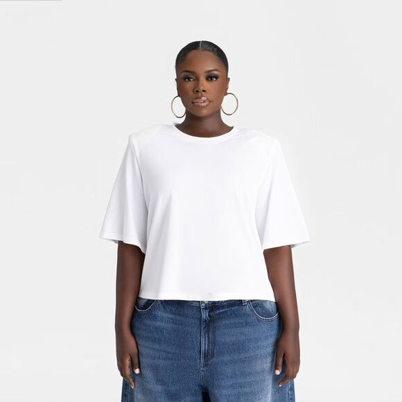 KBB by KAHLANA Women's Short Sleeve 'The Trice Tee' Shirt White S NWT - Picture 3 of 7